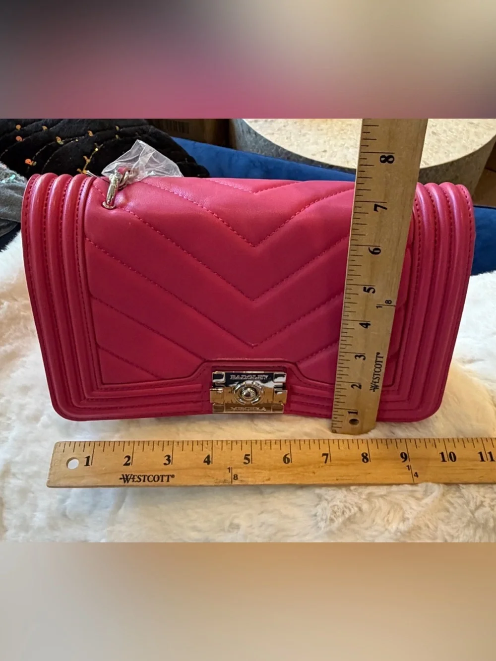 Badgley Mischka Vegan Quilting Cross Body Bag Hot Pink